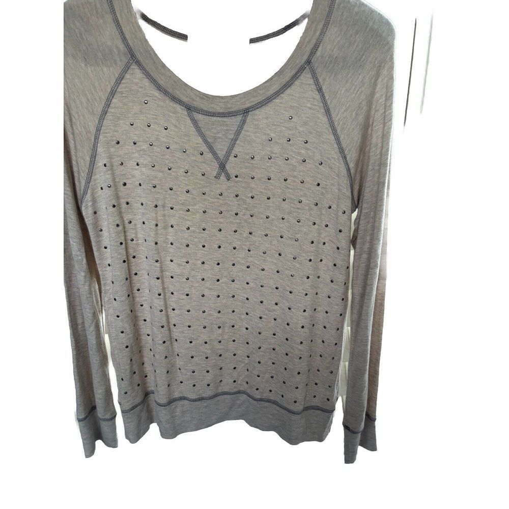 GIBSON Large BOUTIQUE STYLE‎ WOMENS Studded Sweatshirt Long Sleeve Grey